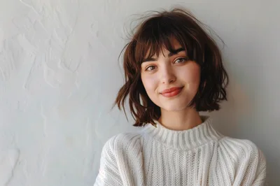 Portrait Of A Young Woman With Short Brown Hair