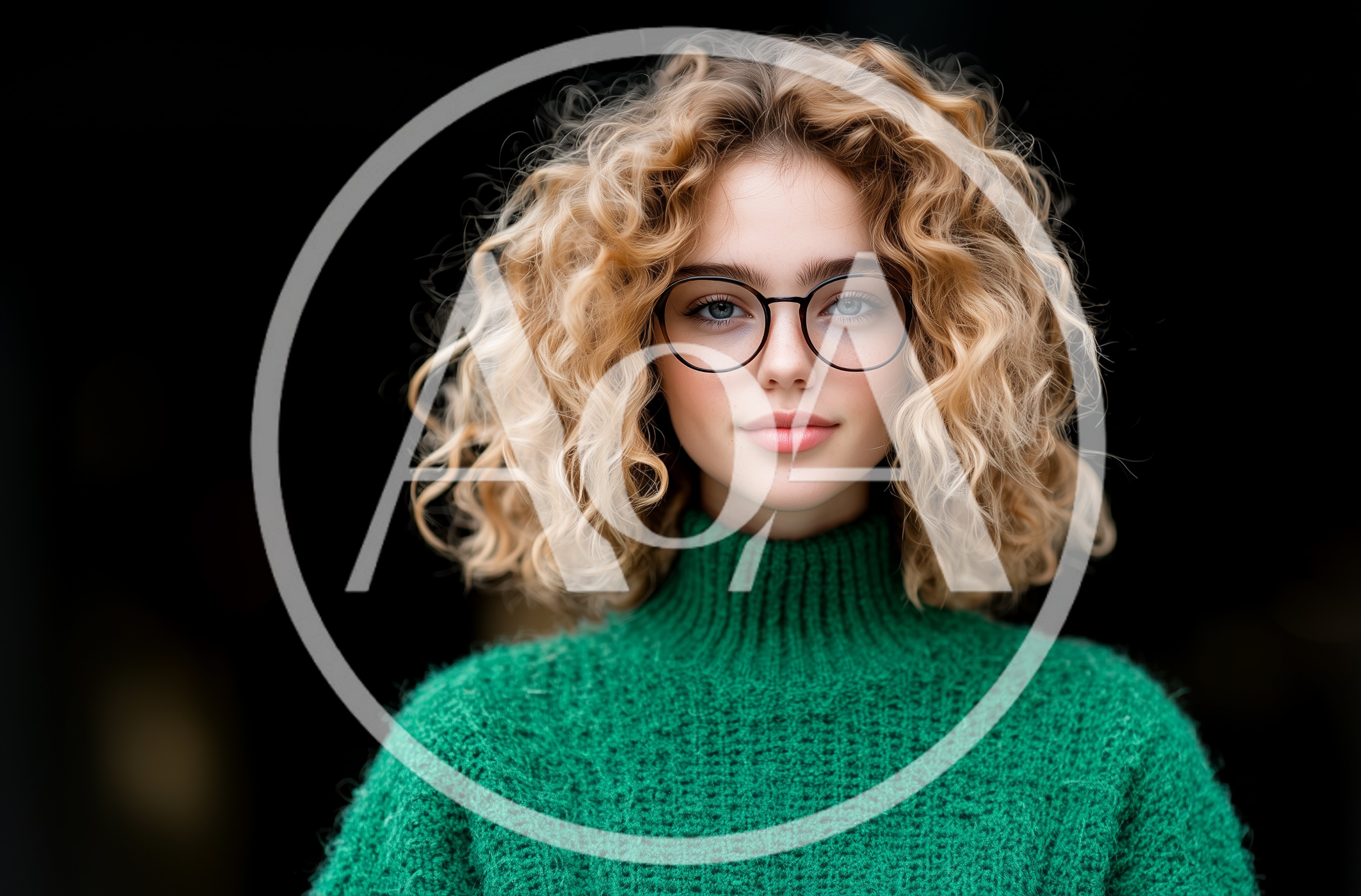 Portrait Of A Young Woman With Curly Blonde Hair