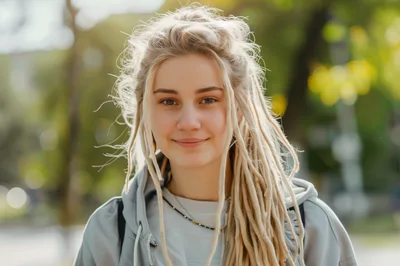 Portrait Of A Young Woman With Blonde Dreadlocks