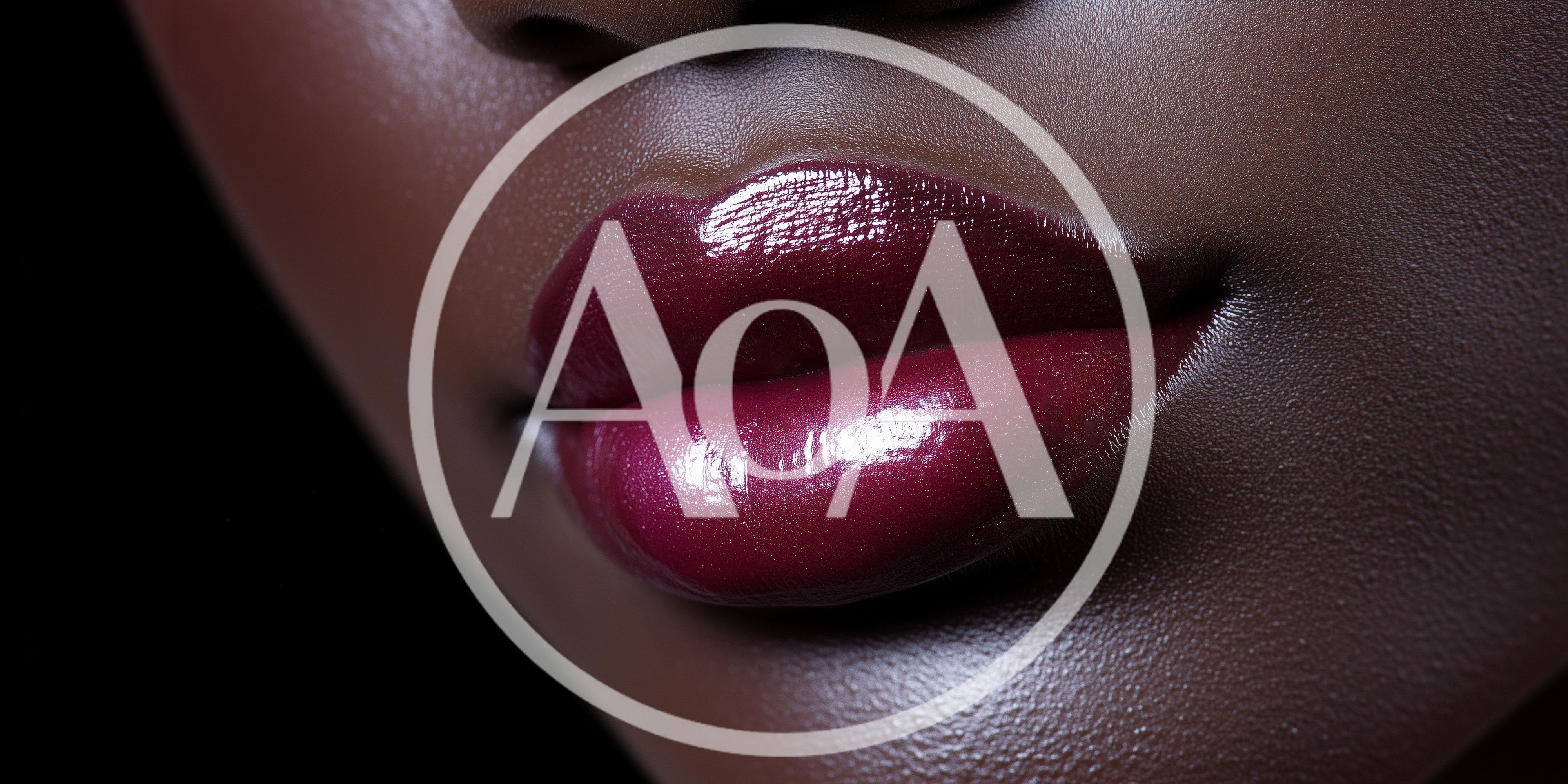 Close Up Of Woman With Glossy Dark Red Lips