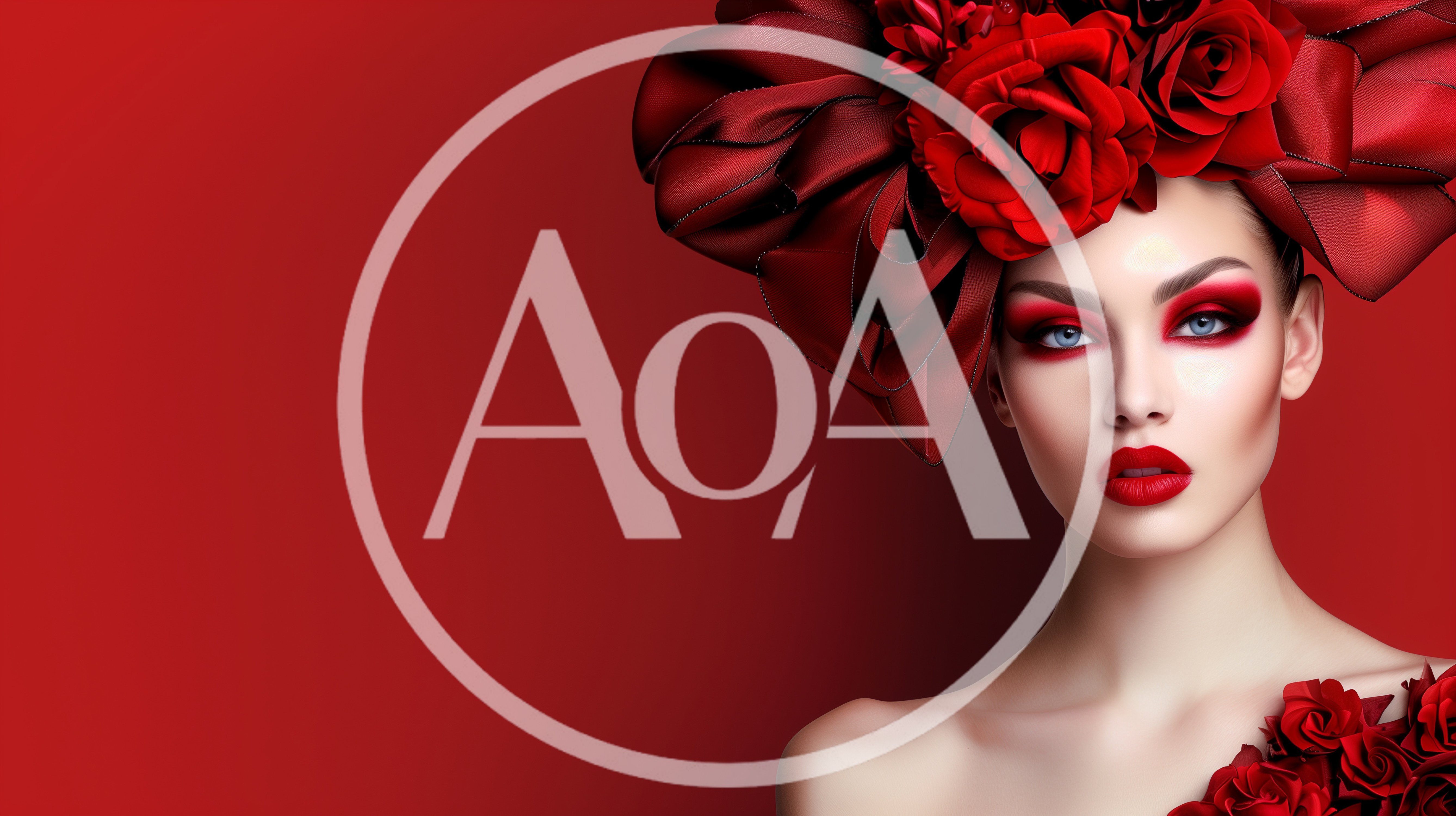 Fashion Portrait Of A Woman With Red Floral Headpiece