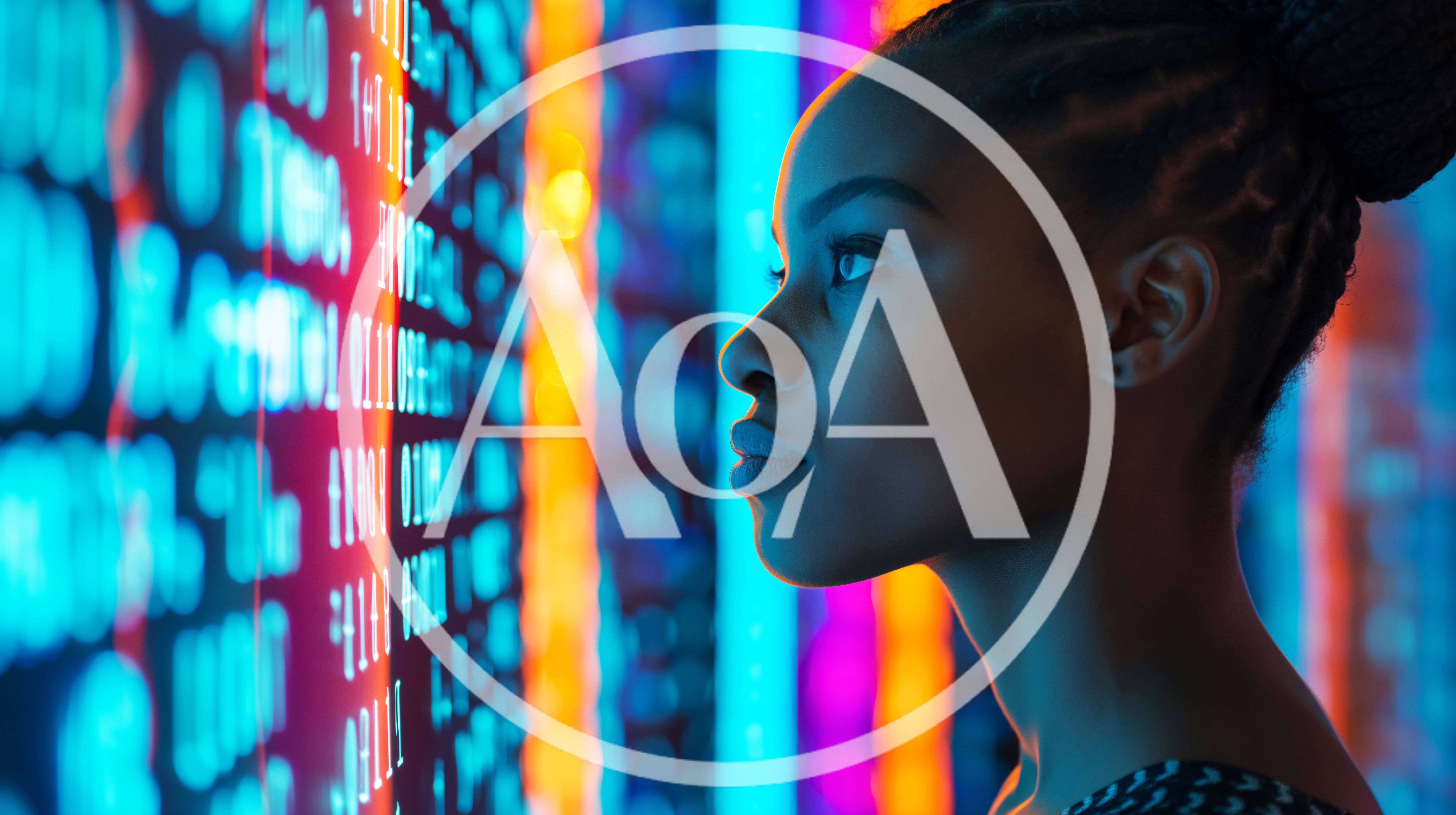 Young Woman Analyzing Digital Data Streams