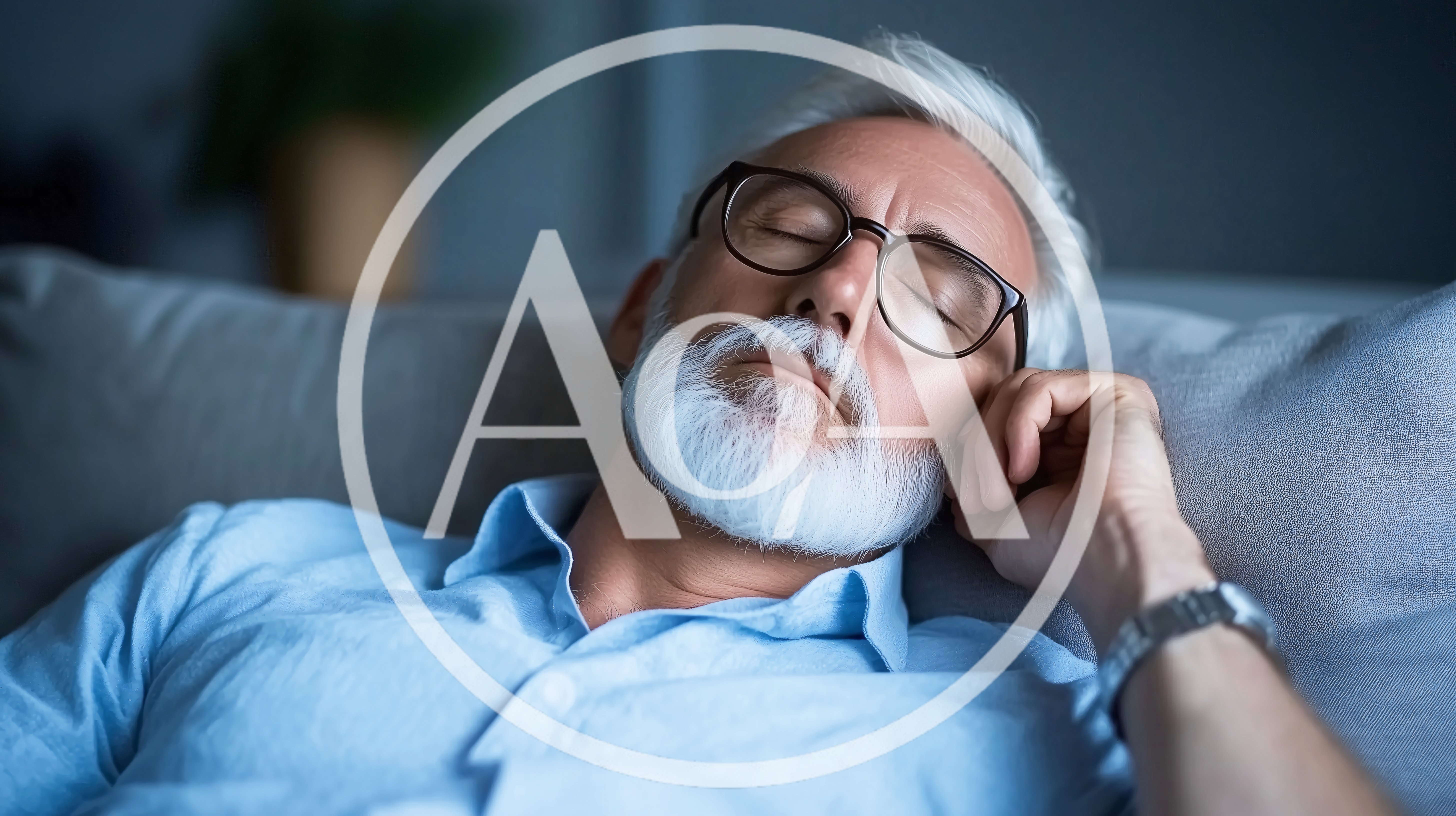 Senior Man Sleeping Peacefully On A Sofa