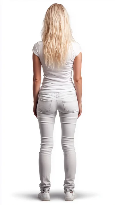 Full Length Back View Of A Blonde Woman