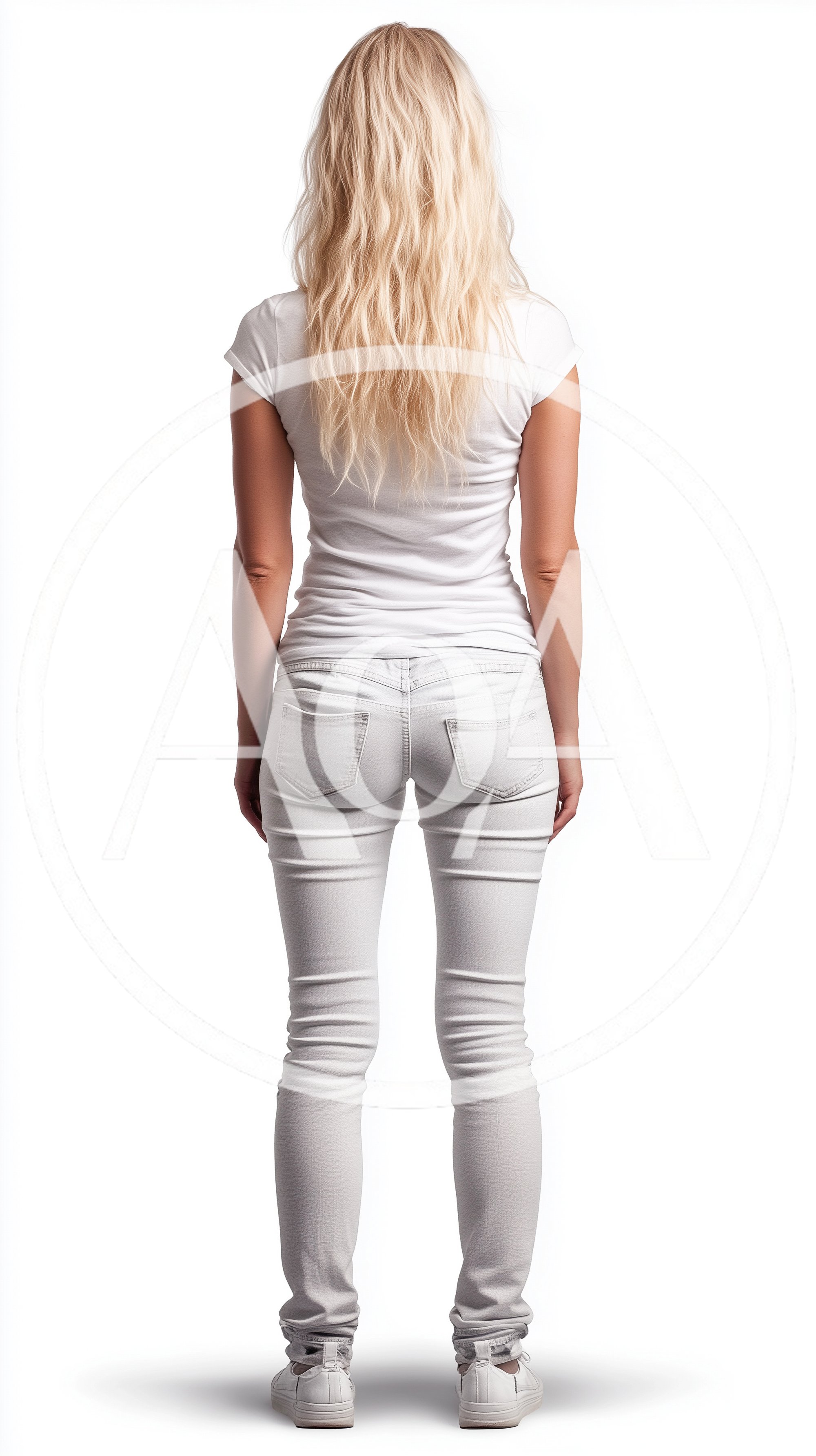 Full Length Back View Of A Blonde Woman