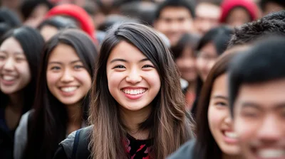 Diverse Group Of Smiling Young Asian Students