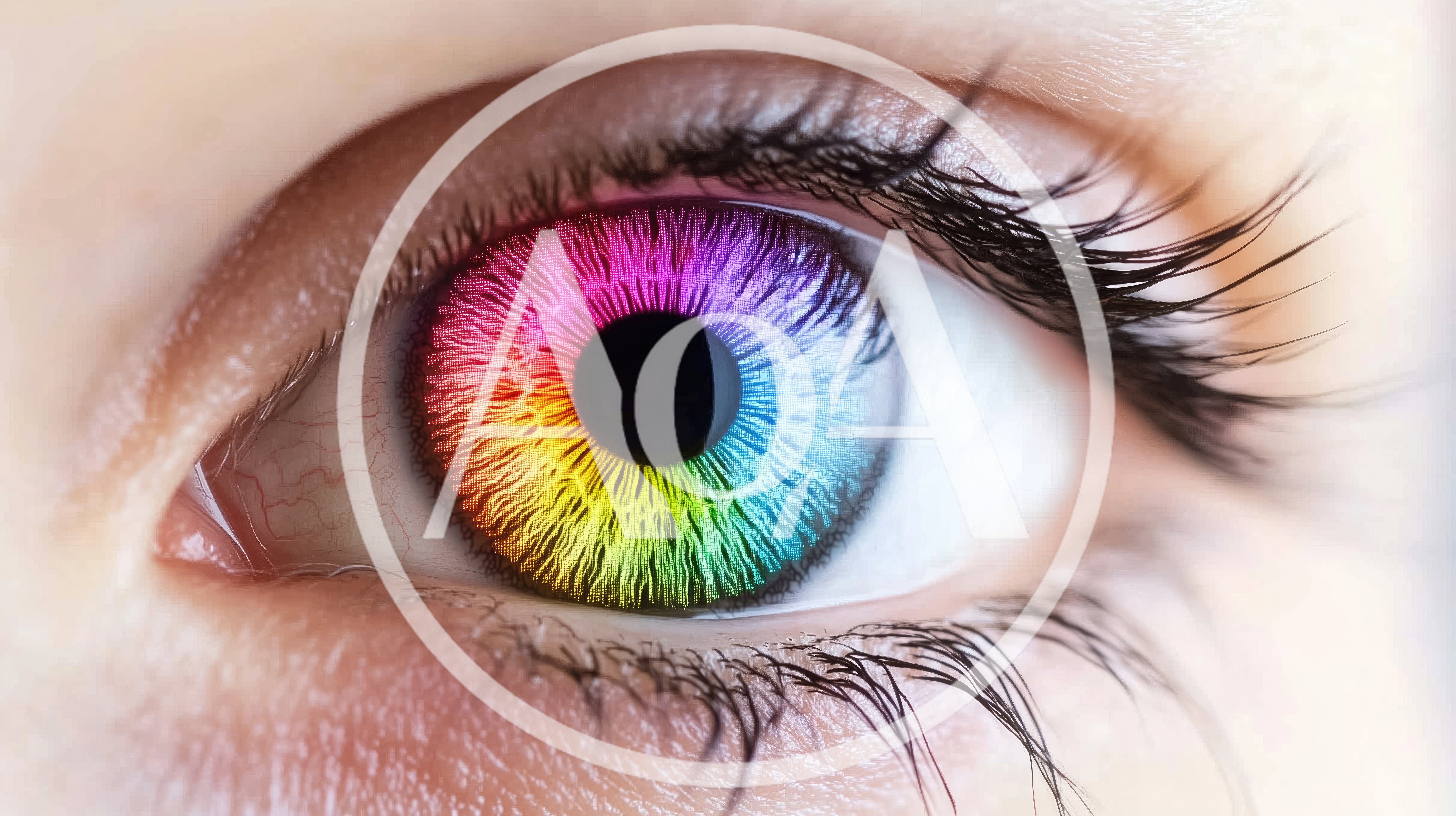 Extreme Close Up Of A Human Eye With Rainbow Iris