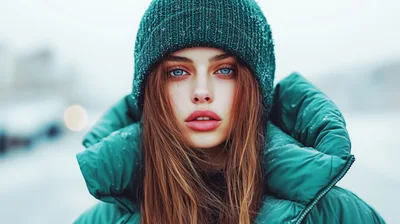 Portrait Of A Young Woman In Winter Clothing