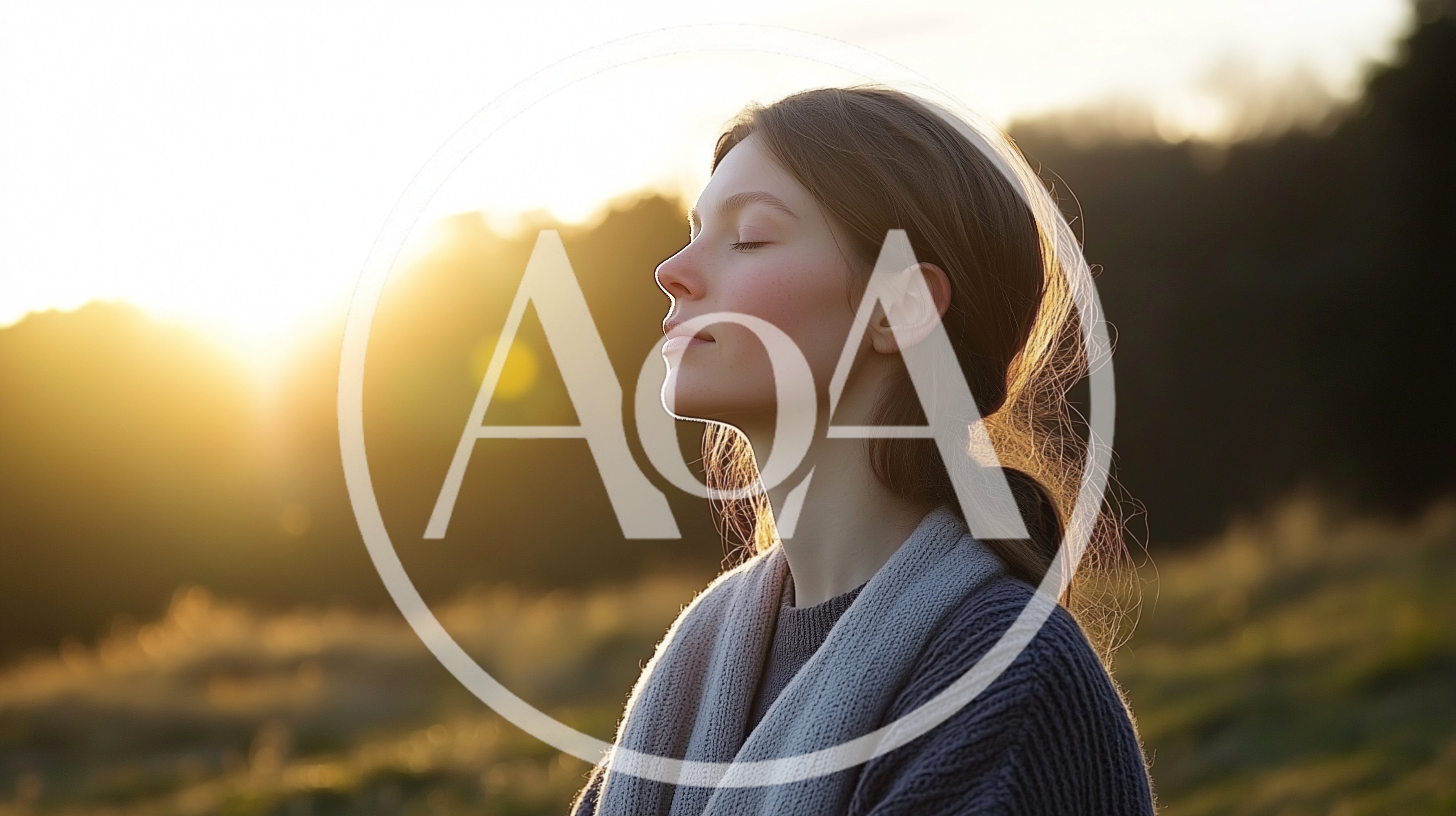 Young Woman Meditating Outdoors During Golden Hour