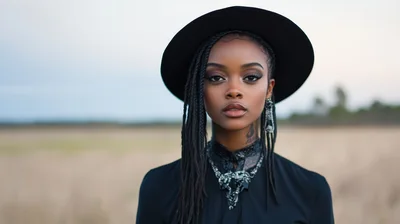 Portrait Of A Young Woman With Braided Hair