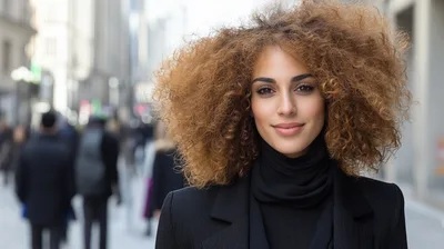 Portrait Of A Confident Woman With Curly Hair