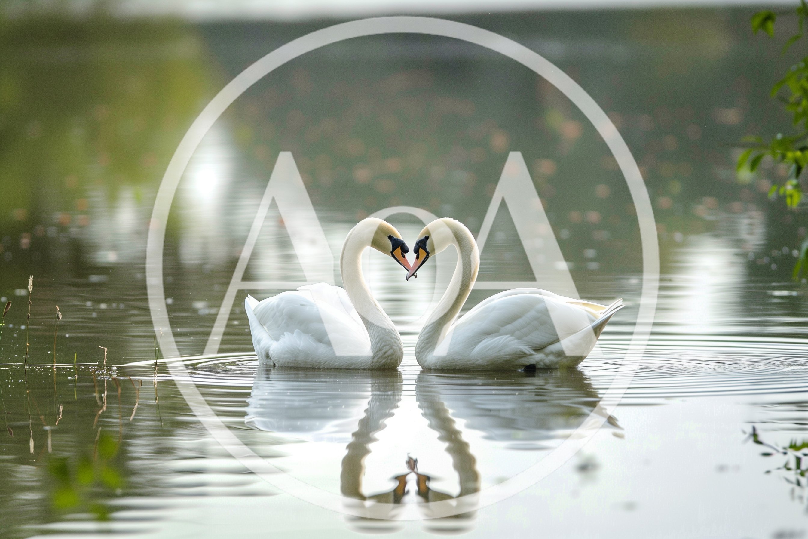 Two Mute Swans Forming A Heart Shape