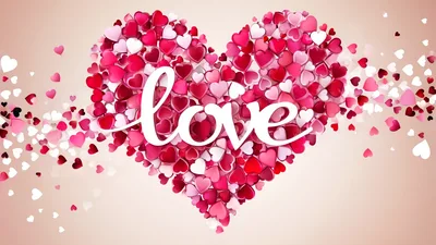 Love Text Overlay On Heart Shaped Background