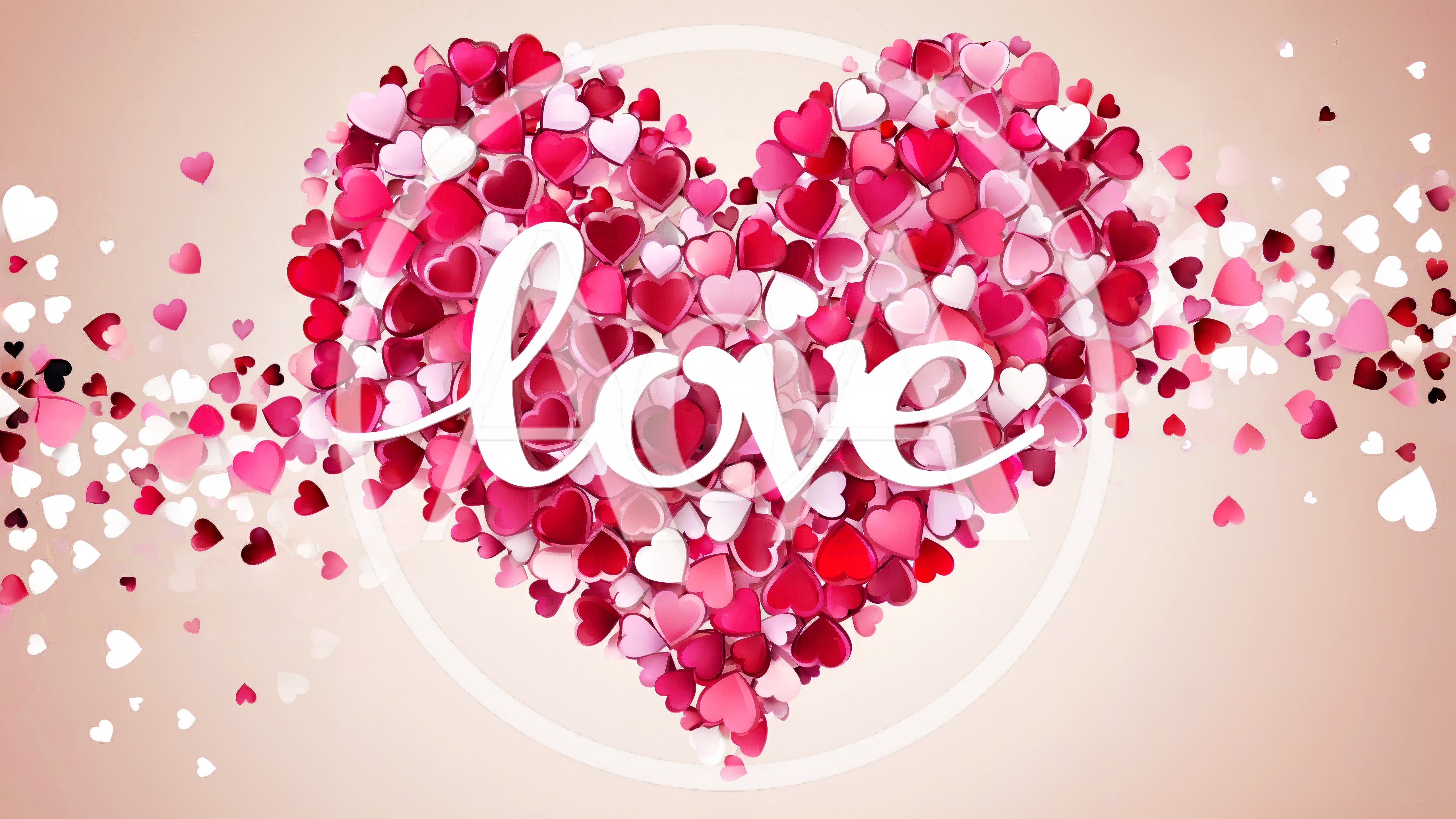 Love Text Overlay On Heart Shaped Background