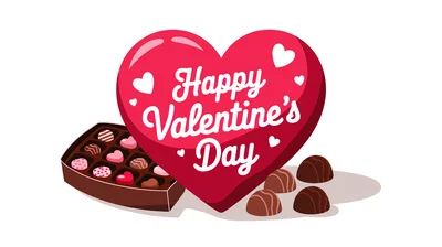 Valentine's Day Heart Shaped Chocolate Box Illustration