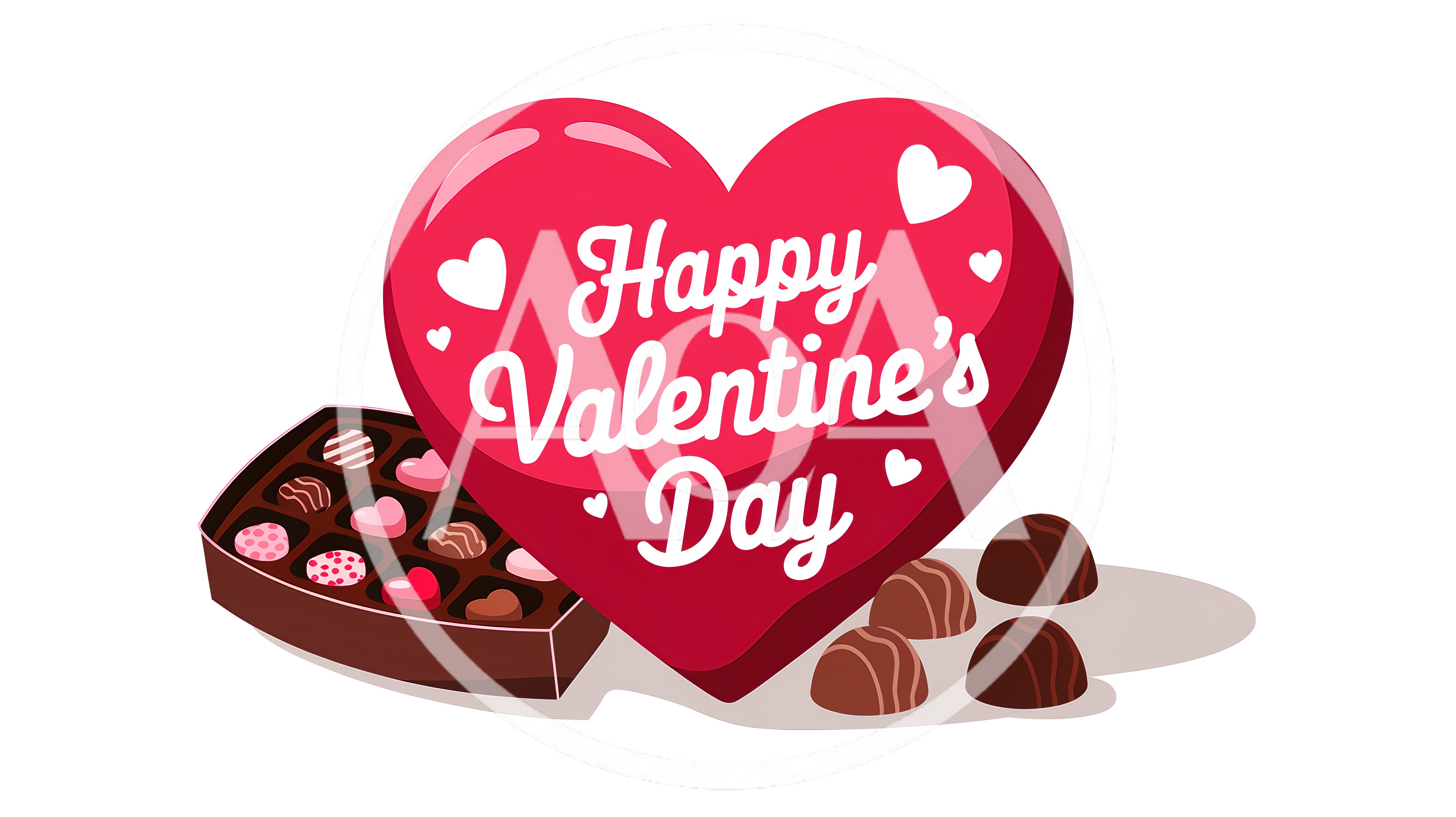 Valentine's Day Heart Shaped Chocolate Box Illustration