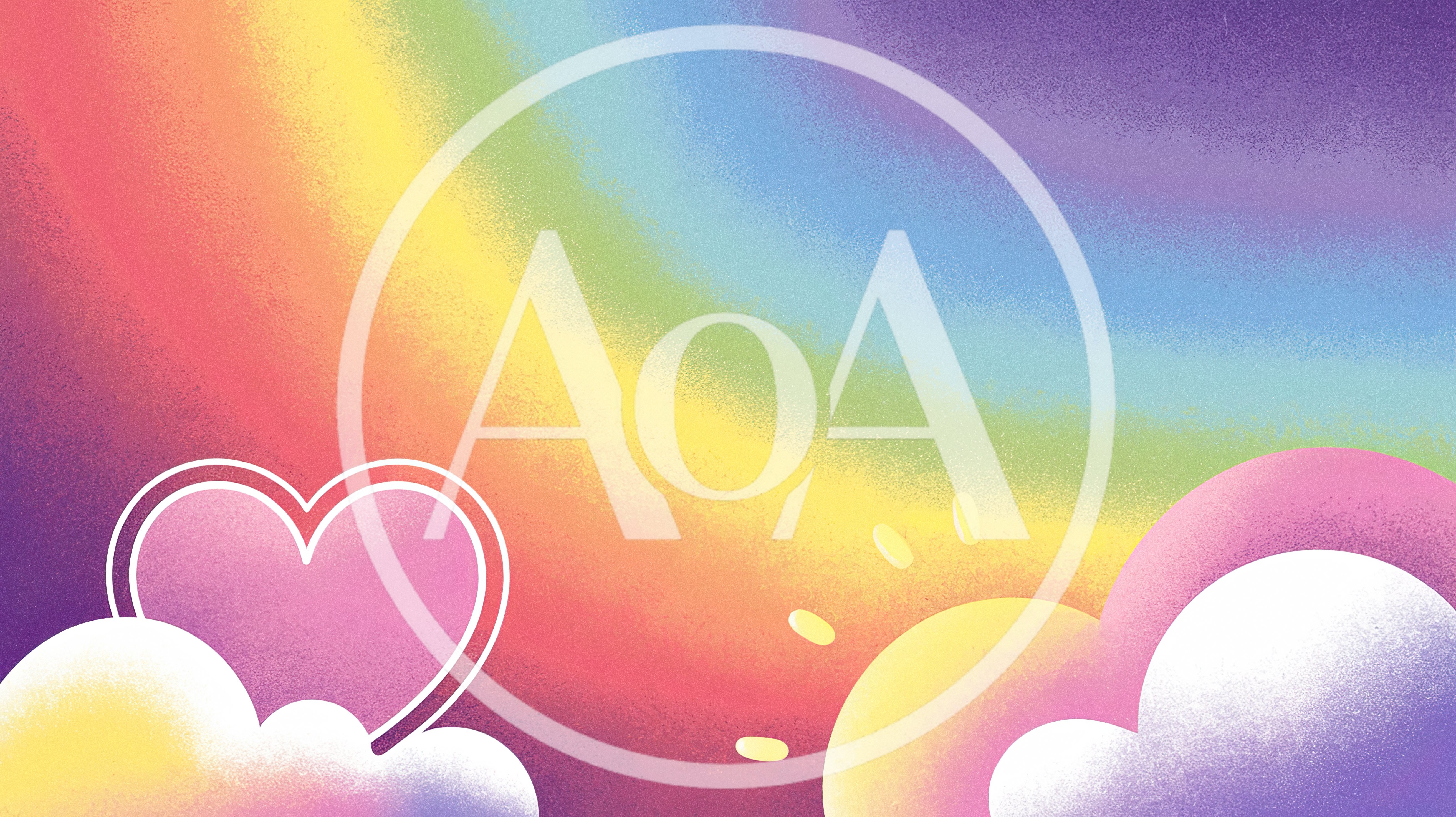 Abstract Rainbow Background With Heart And Clouds