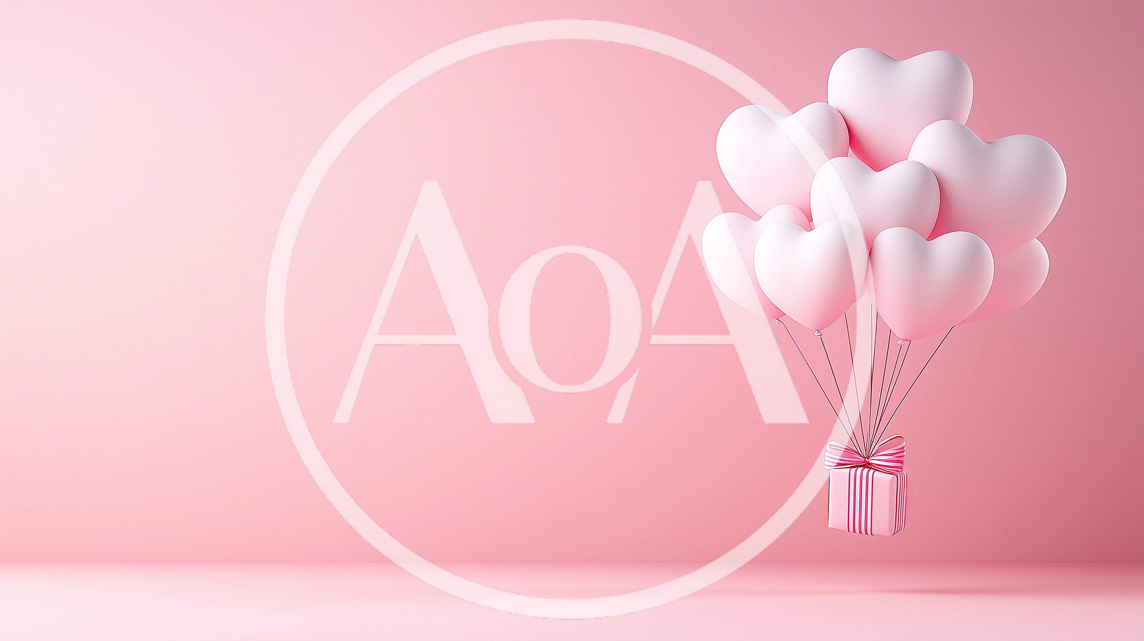 Pink Heart Balloons Lifting A Gift Box