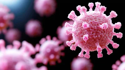 3D Render Of Coronavirus SARS-CoV-2 Viral Particles