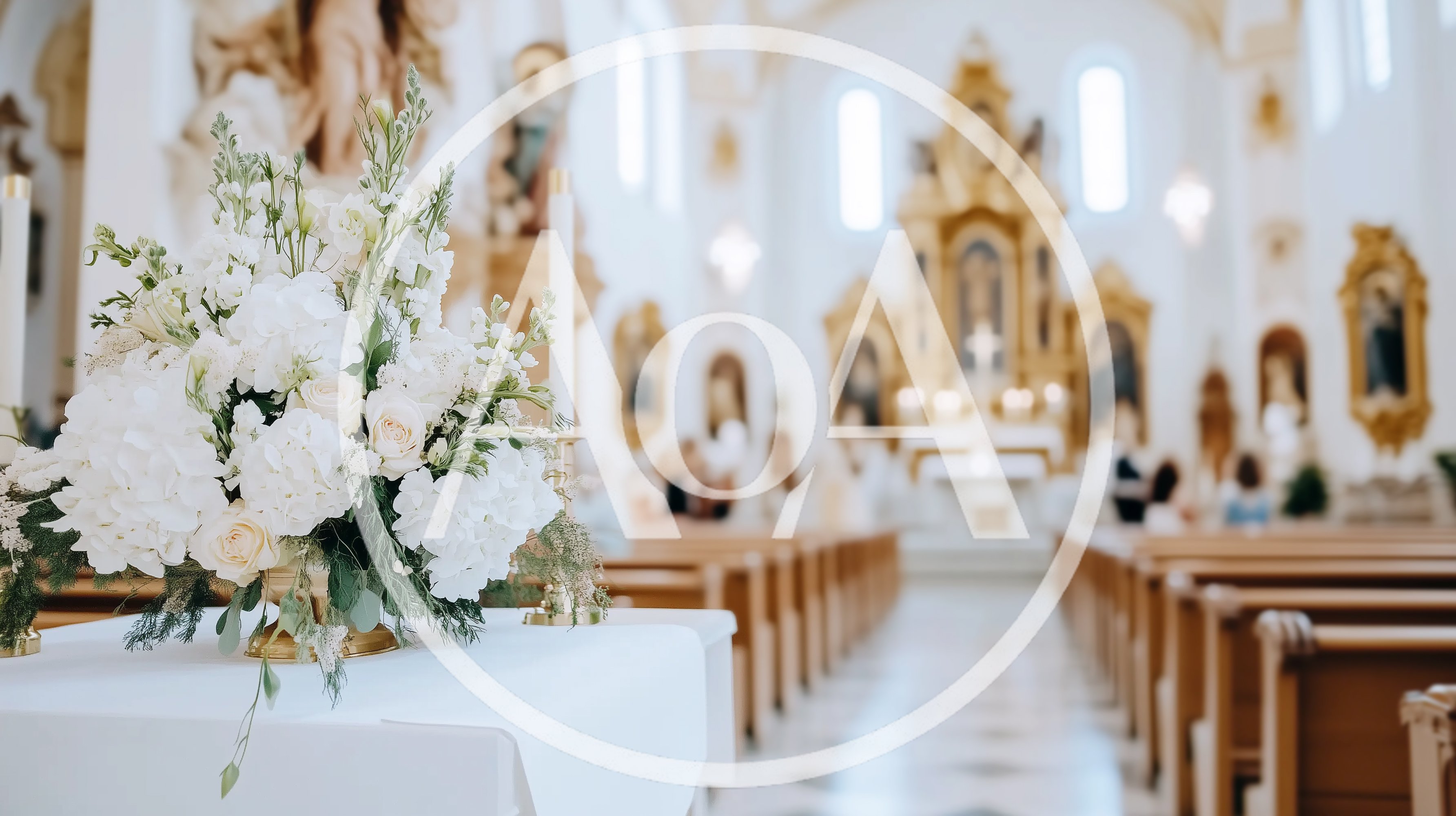 White Floral Arrangement On Church Altar