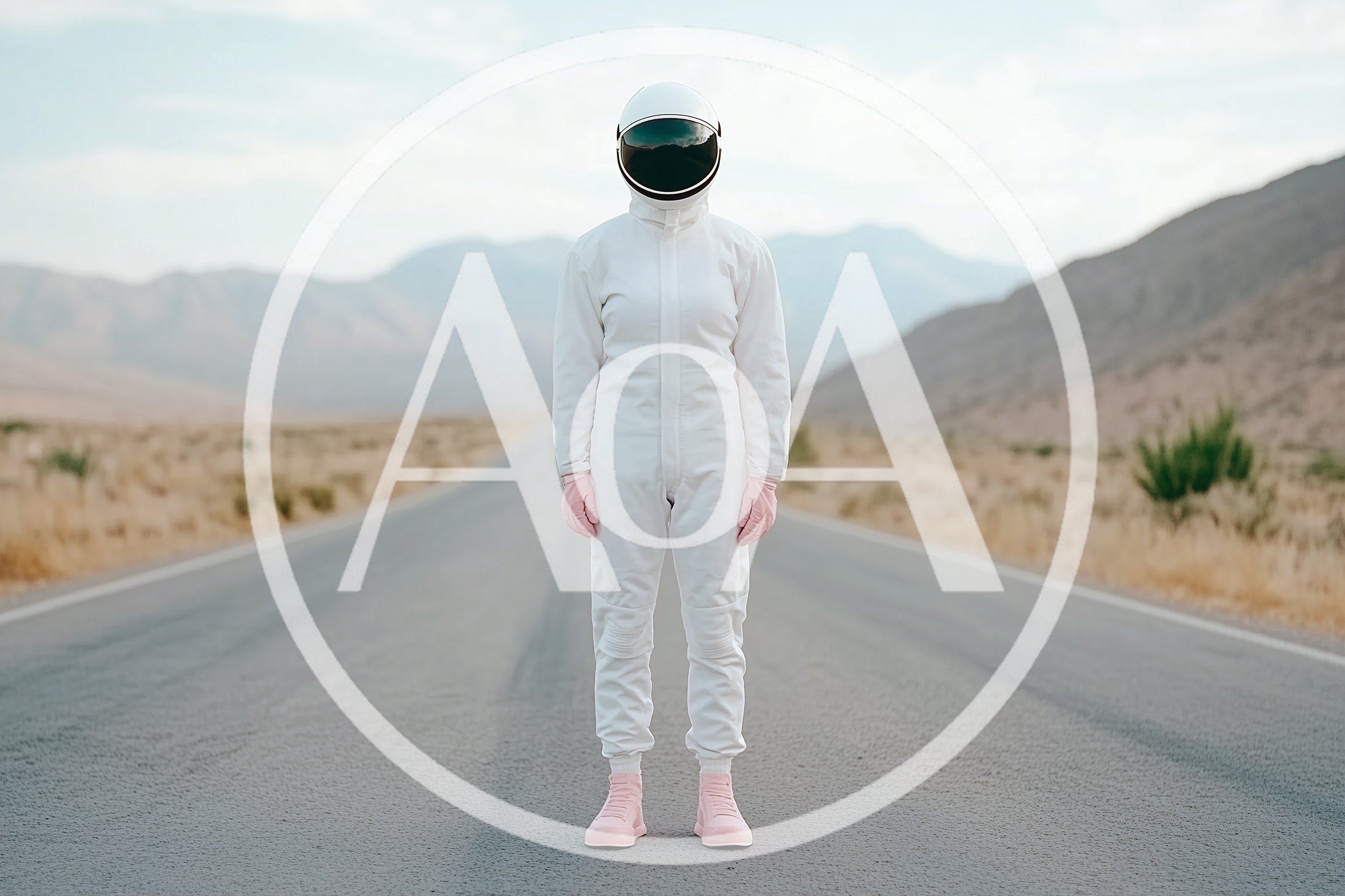 Astronaut Standing Alone On A Desert Road