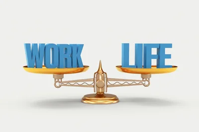 Work Life Balance Concept On Golden Scales