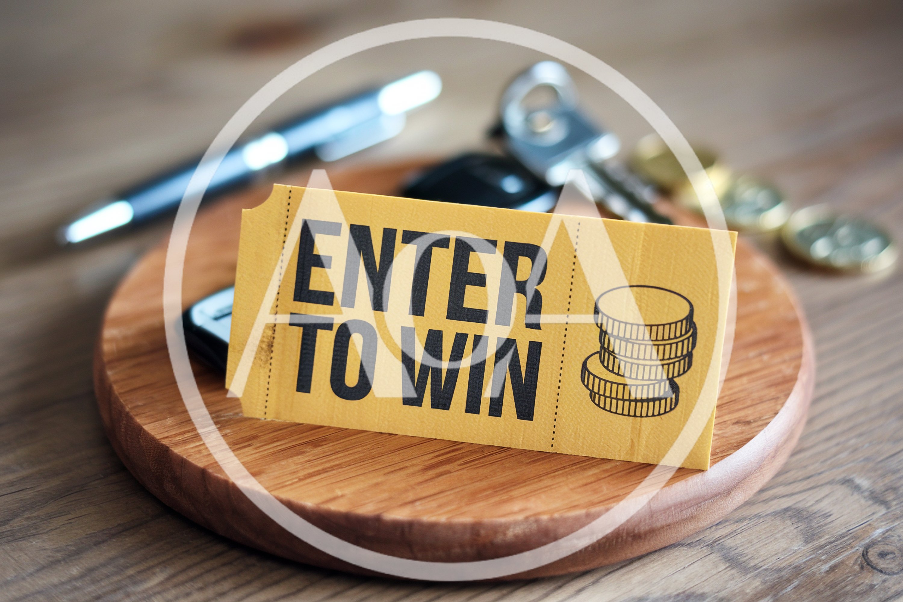 Enter To Win Ticket On Wooden Surface