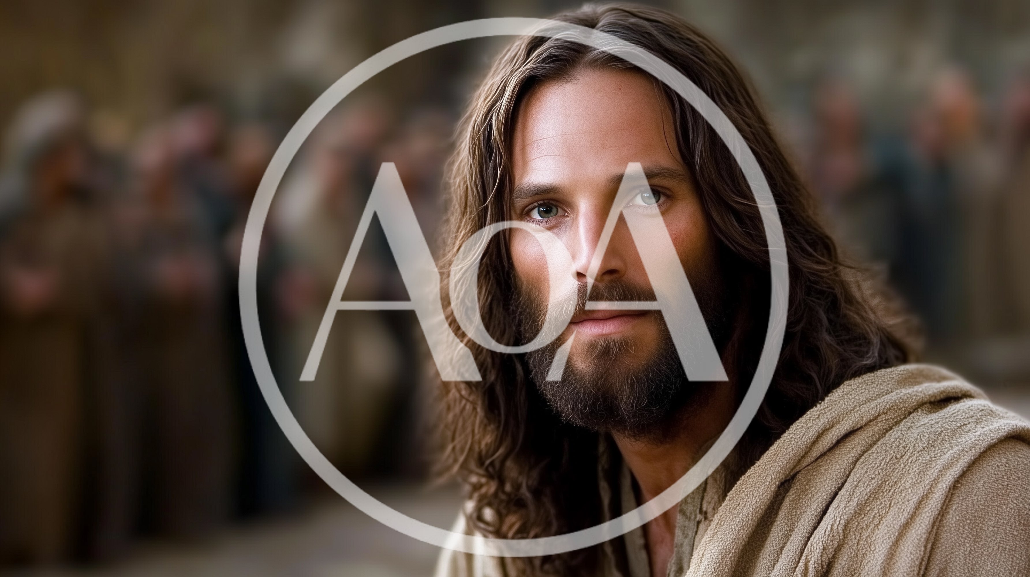 Portrait Of Jesus Christ With Blurred Crowd Background