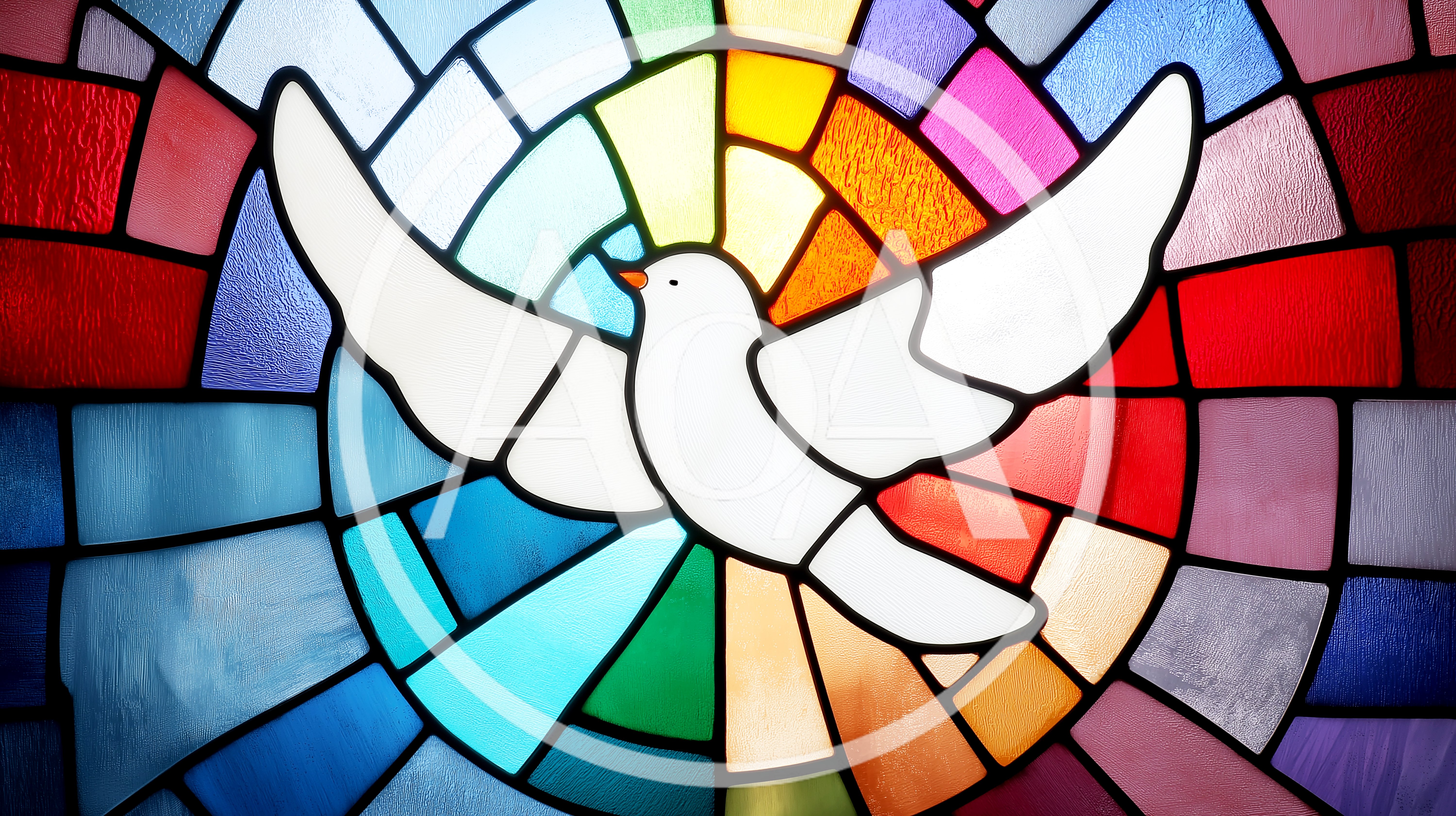 Stained Glass Window Featuring A White Dove