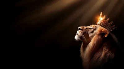 Majestic Lion Wearing A Golden Crown