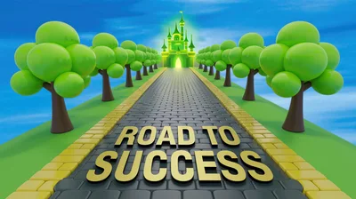 3D Illustration of Road to Success Concept