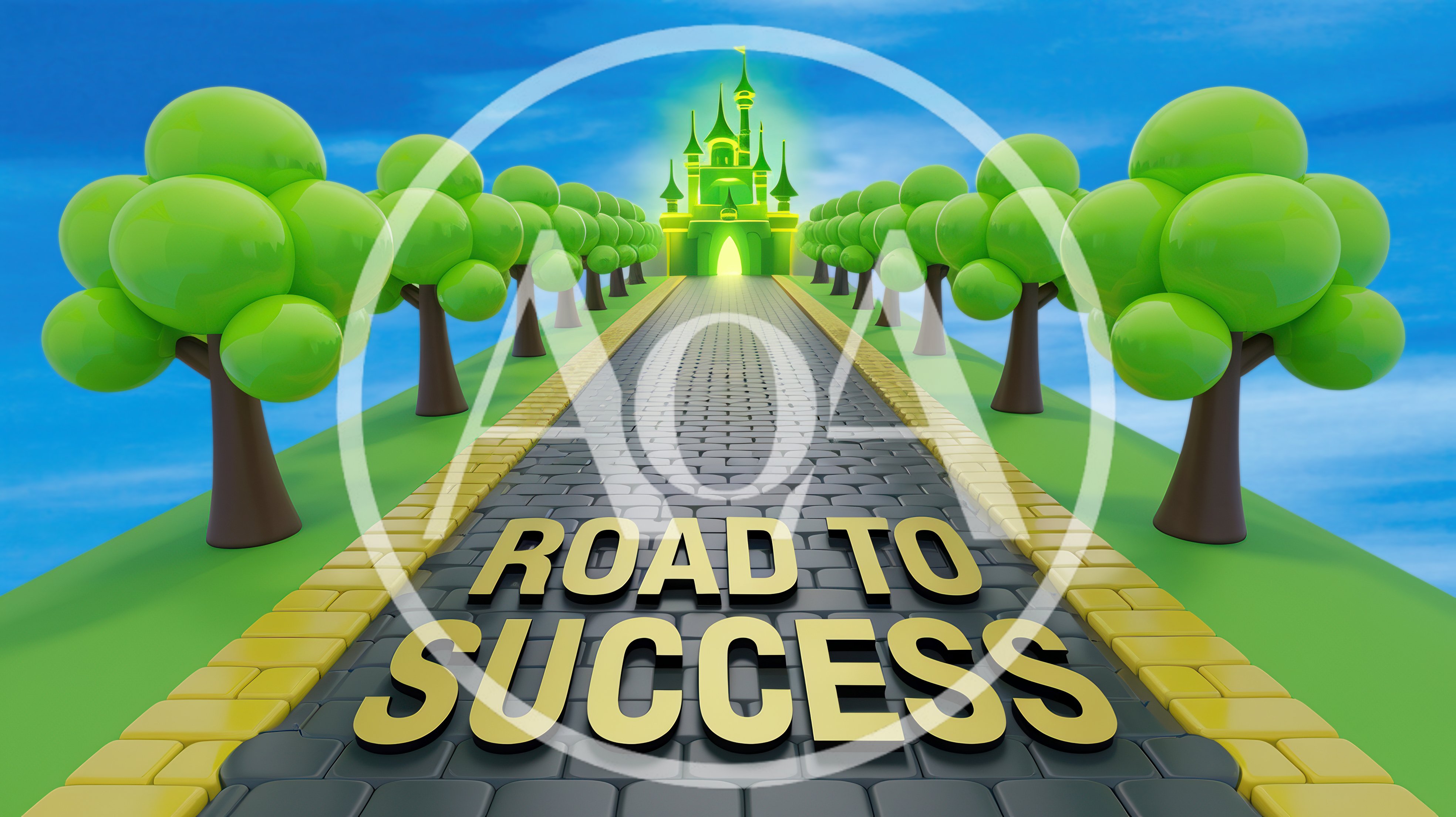 3D Illustration of Road to Success Concept