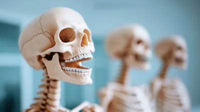 Anatomical Human Skeleton Models In A Medical Laboratory