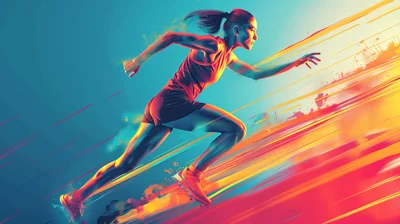 Female Athlete Sprinting With Dynamic Motion Blur Effects