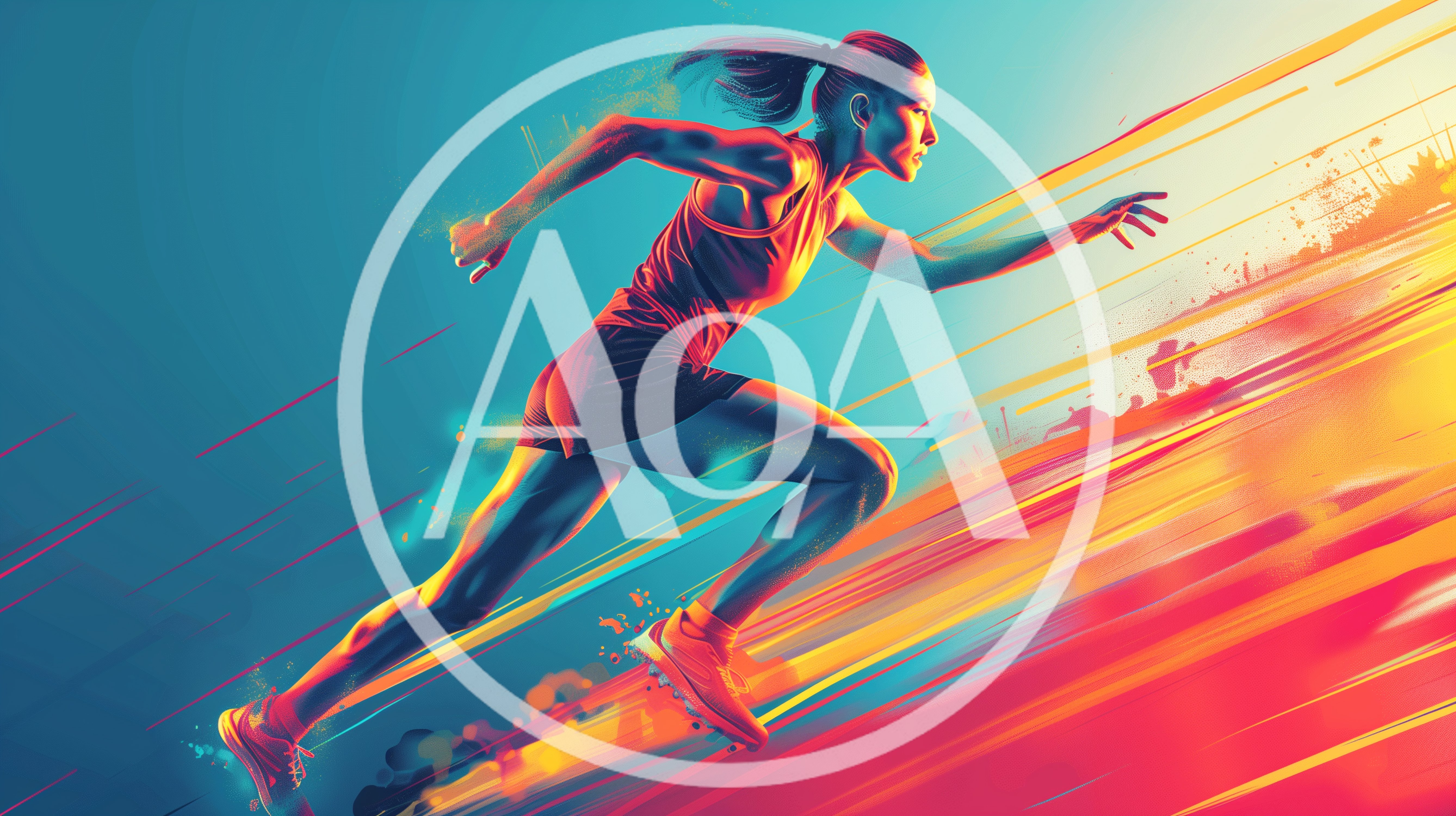 Female Athlete Sprinting With Dynamic Motion Blur Effects