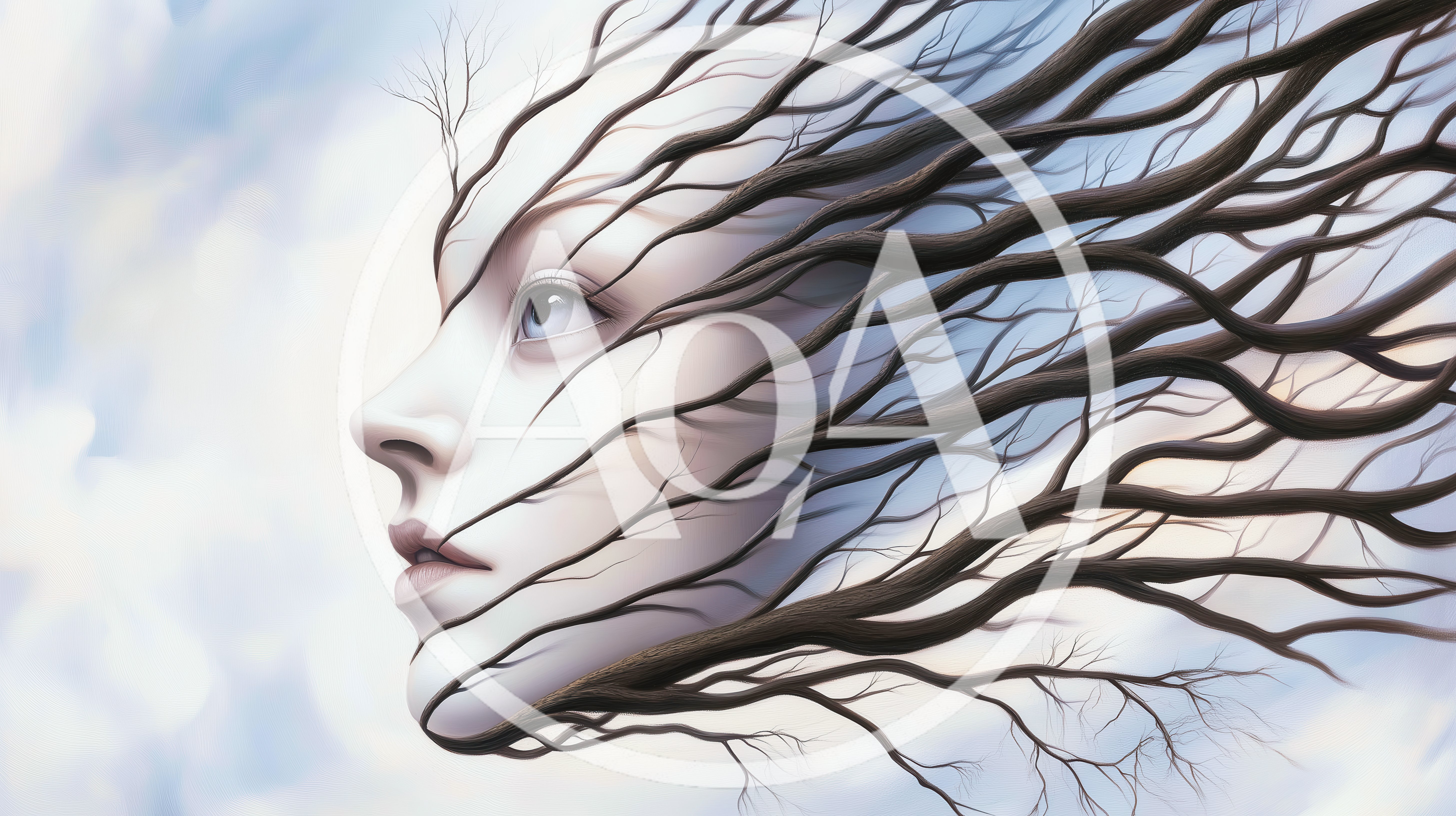 Surreal Portrait Of A Woman Merging With Tree Branches