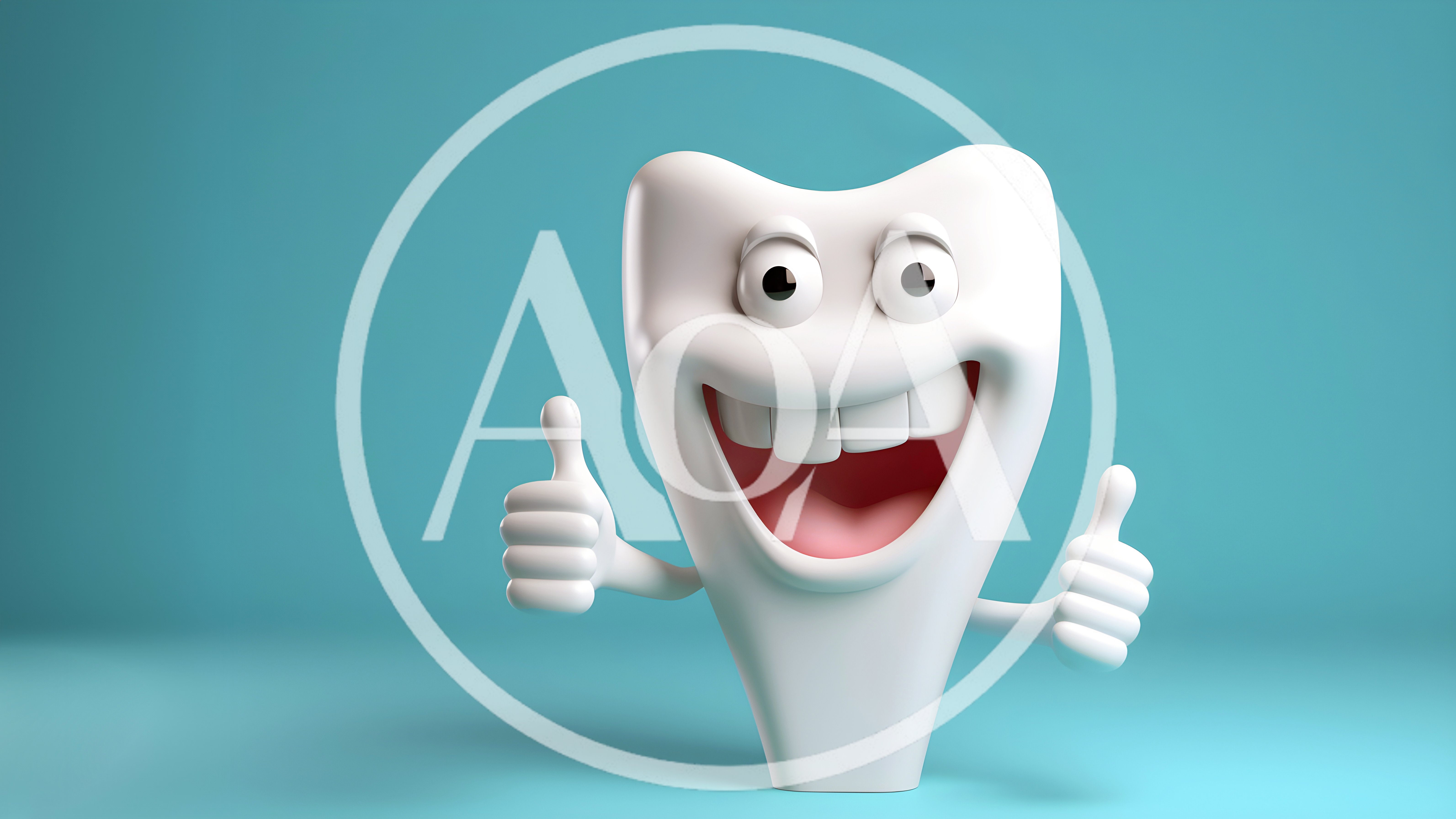 3D Cartoon Tooth Character Giving Double Thumbs Up