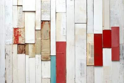 Abstract Wall Art With Painted Wooden Planks