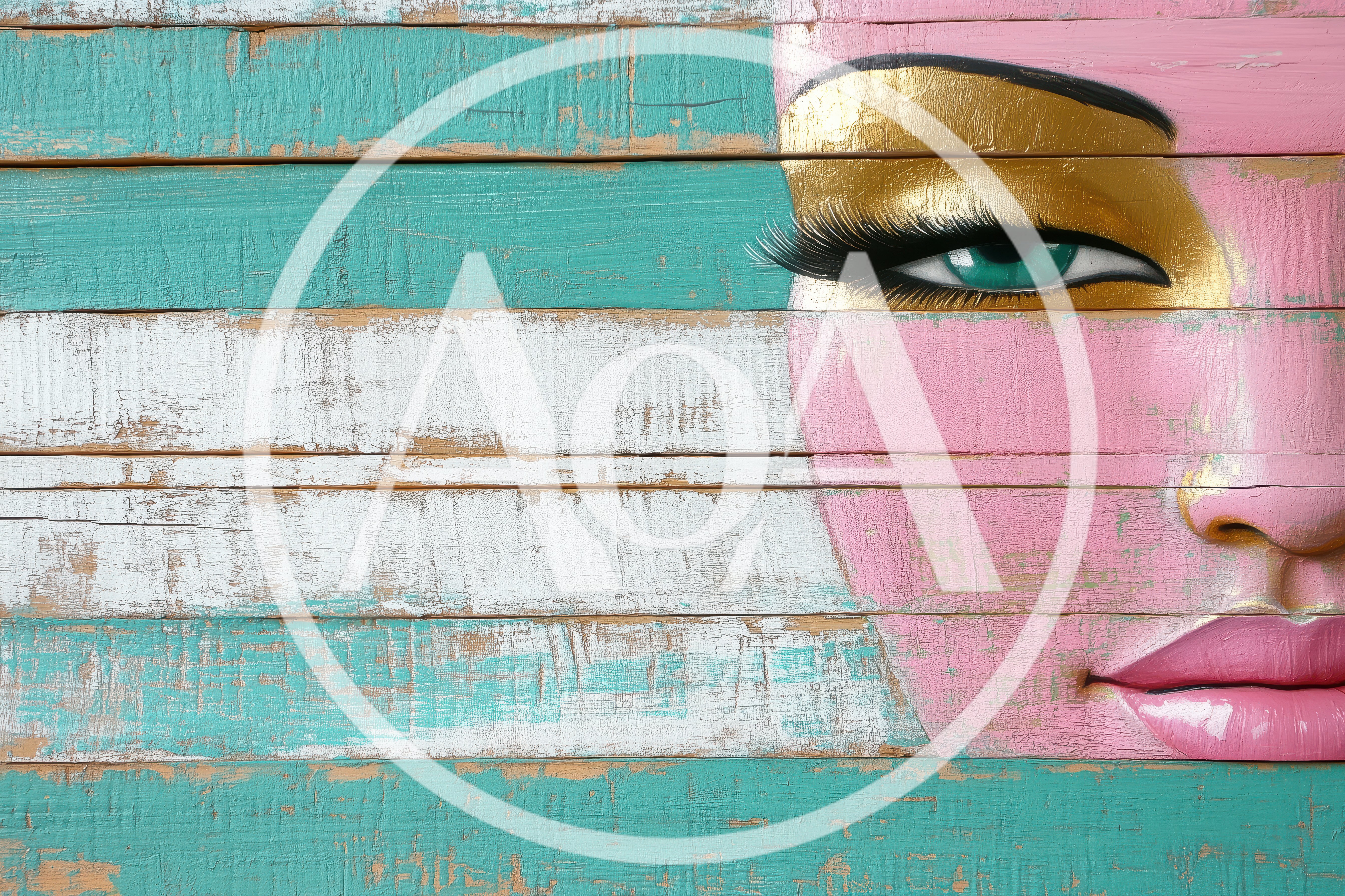 Artistic Portrait Of A Woman Painted On Wooden Planks