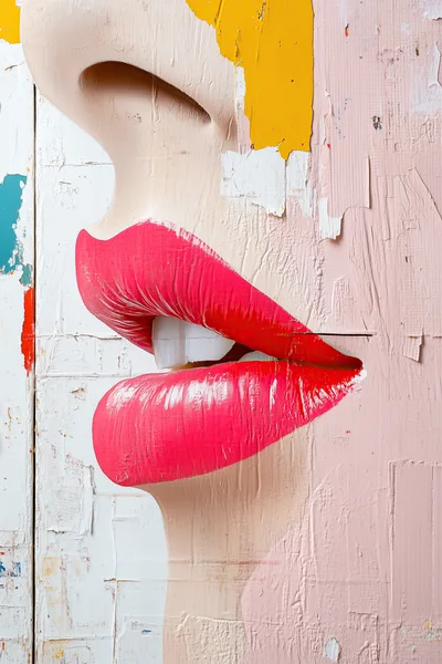 Abstract Sculpture Of Human Lips And Nose