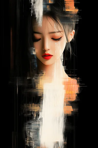 Abstract Digital Portrait Of A Young Woman
