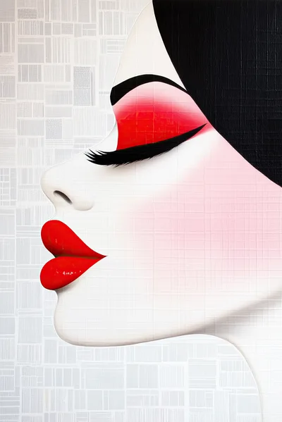 Stylized Portrait Of A Woman With Red Makeup