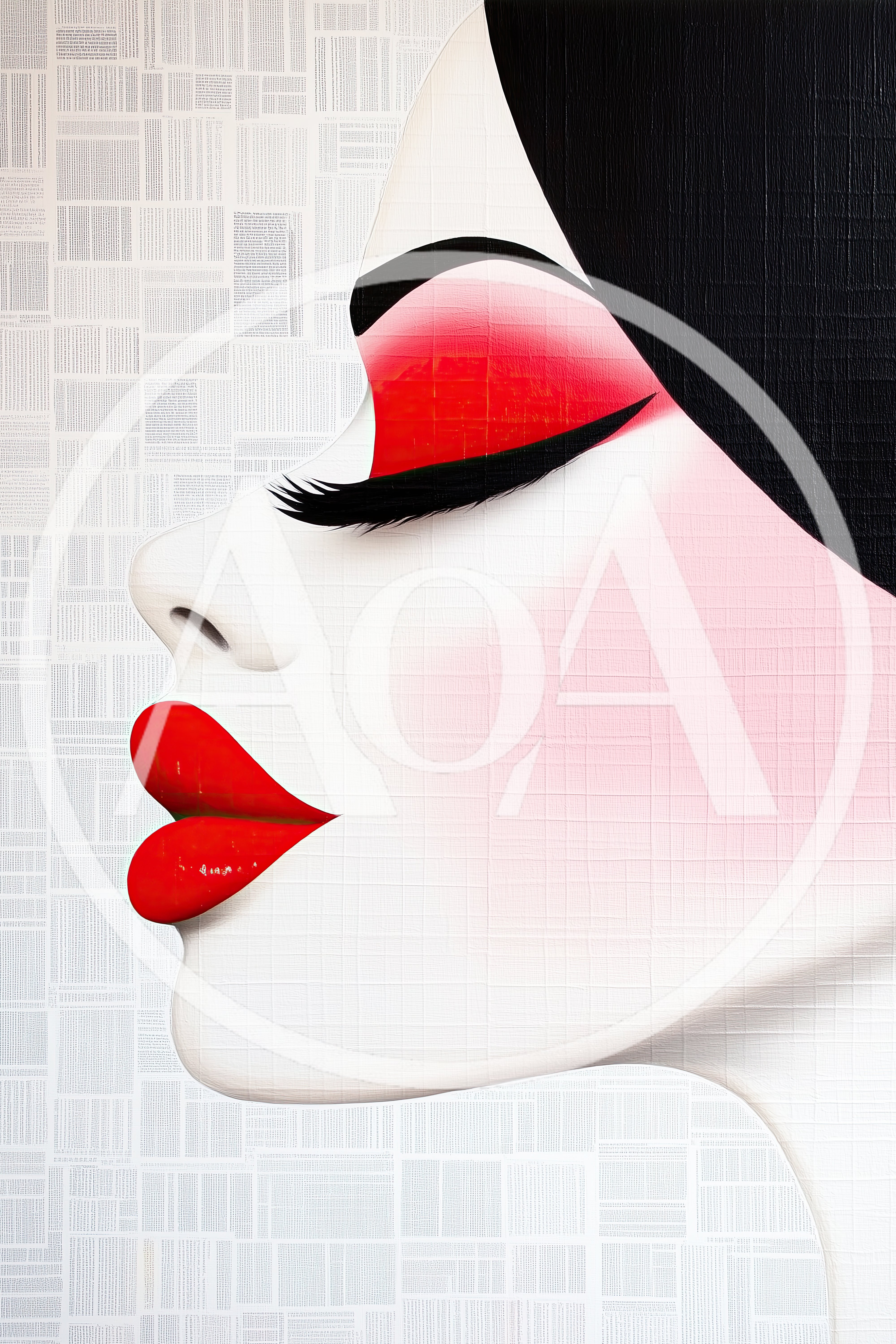 Stylized Portrait Of A Woman With Red Makeup