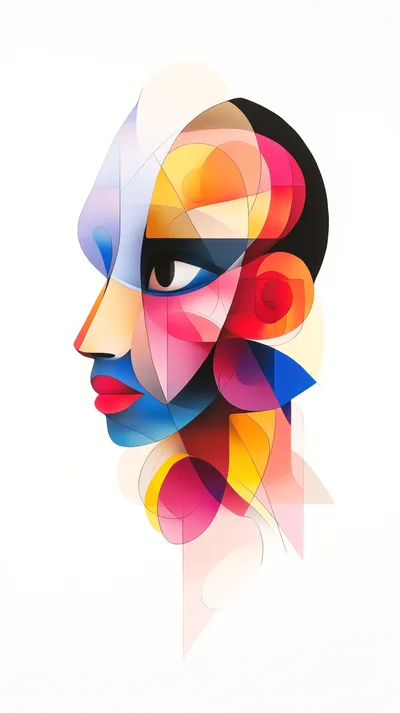 Abstract Geometric Portrait Of A Human Profile