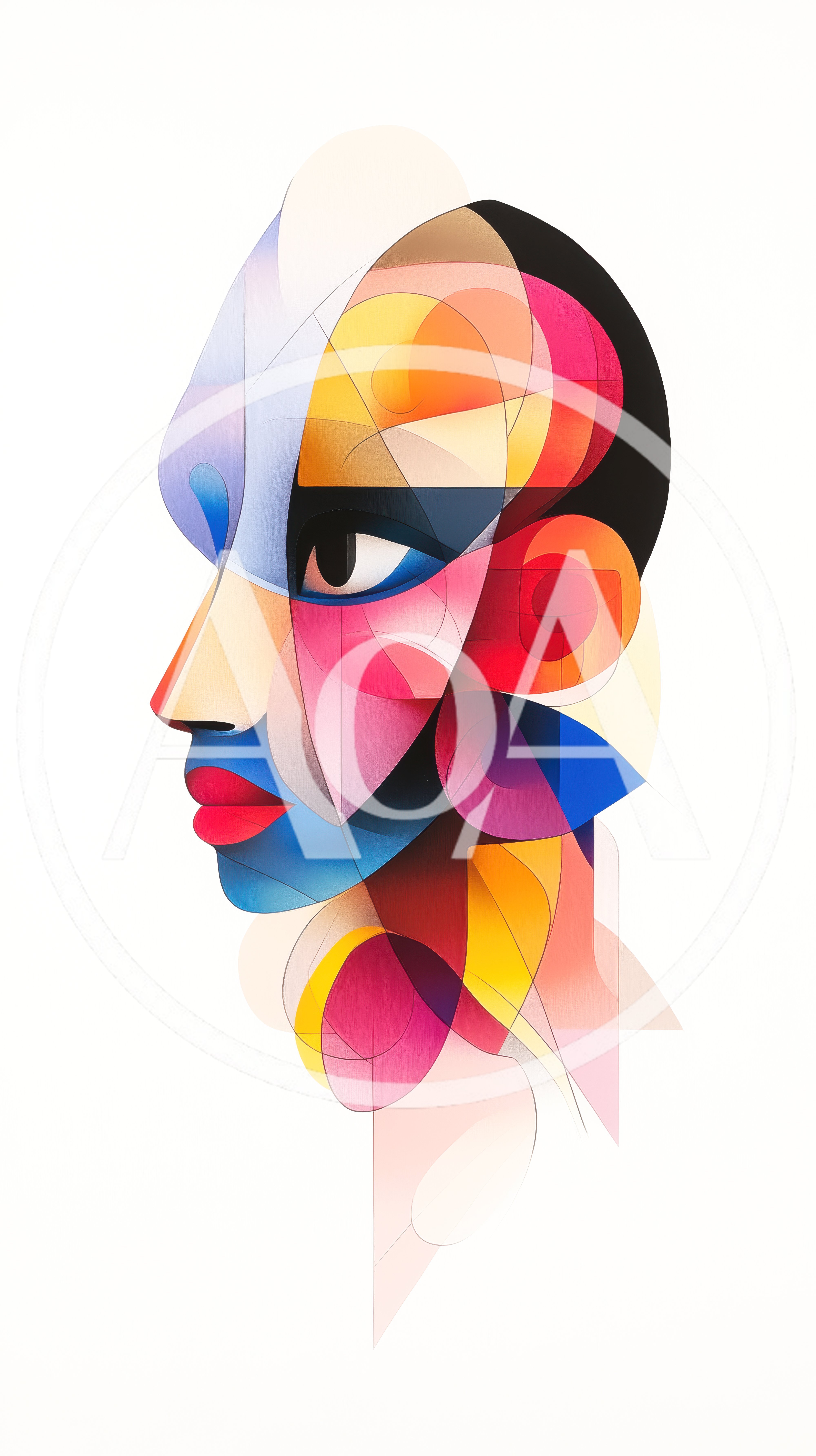 Abstract Geometric Portrait Of A Human Profile
