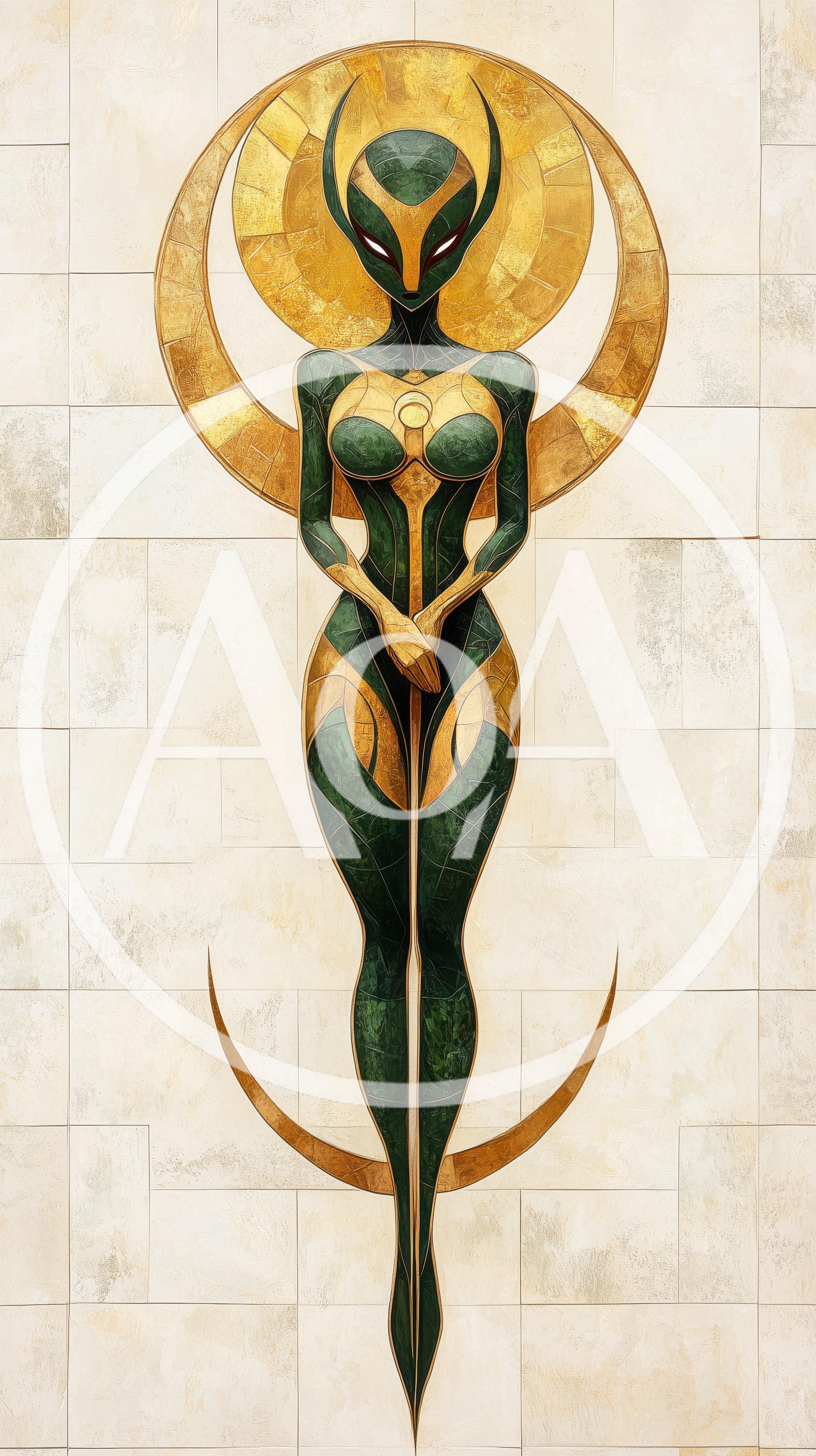 Art Deco Style Alien Goddess Wall Mural