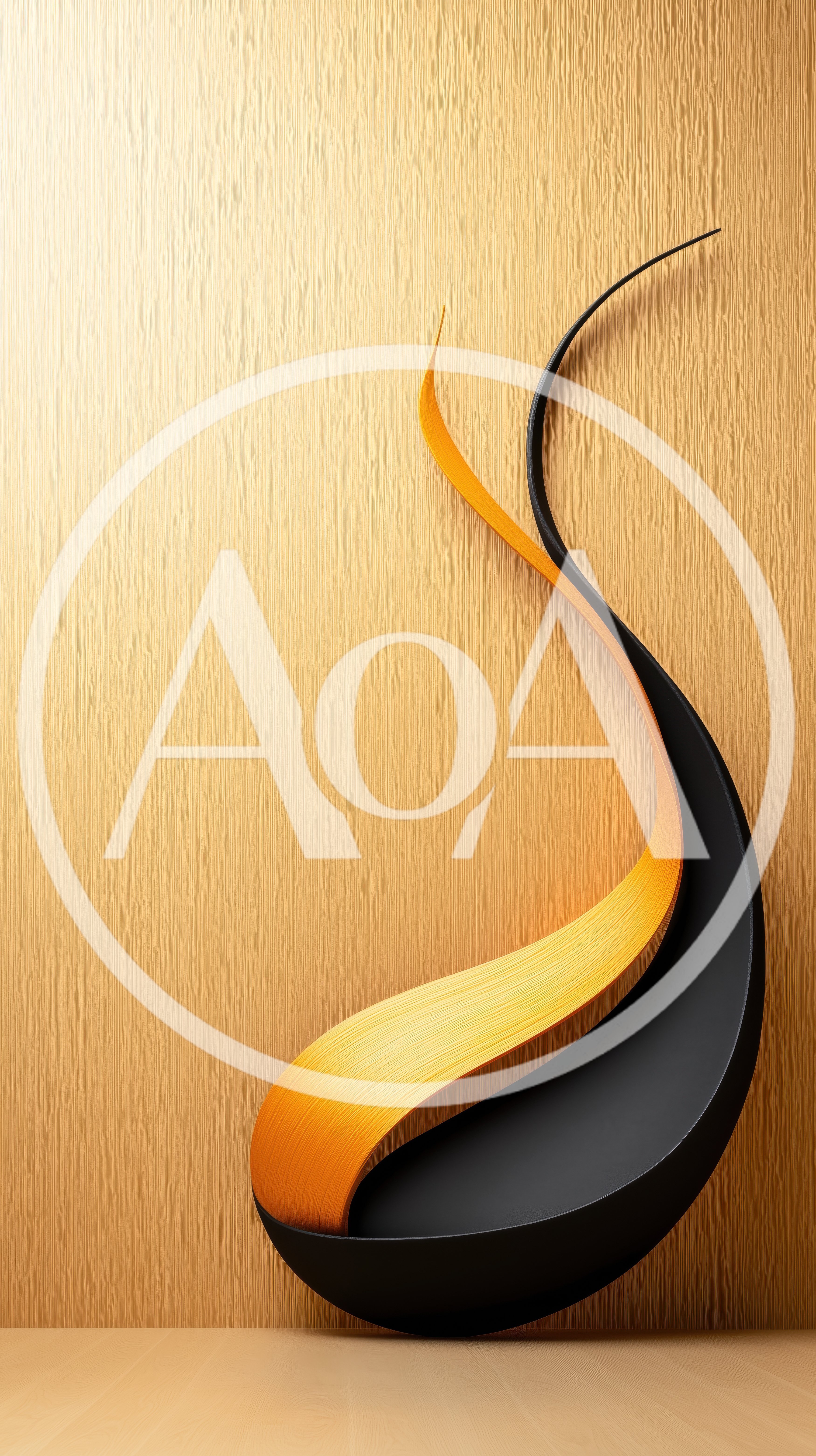 Abstract Sculptural Form With Orange And Black Curves