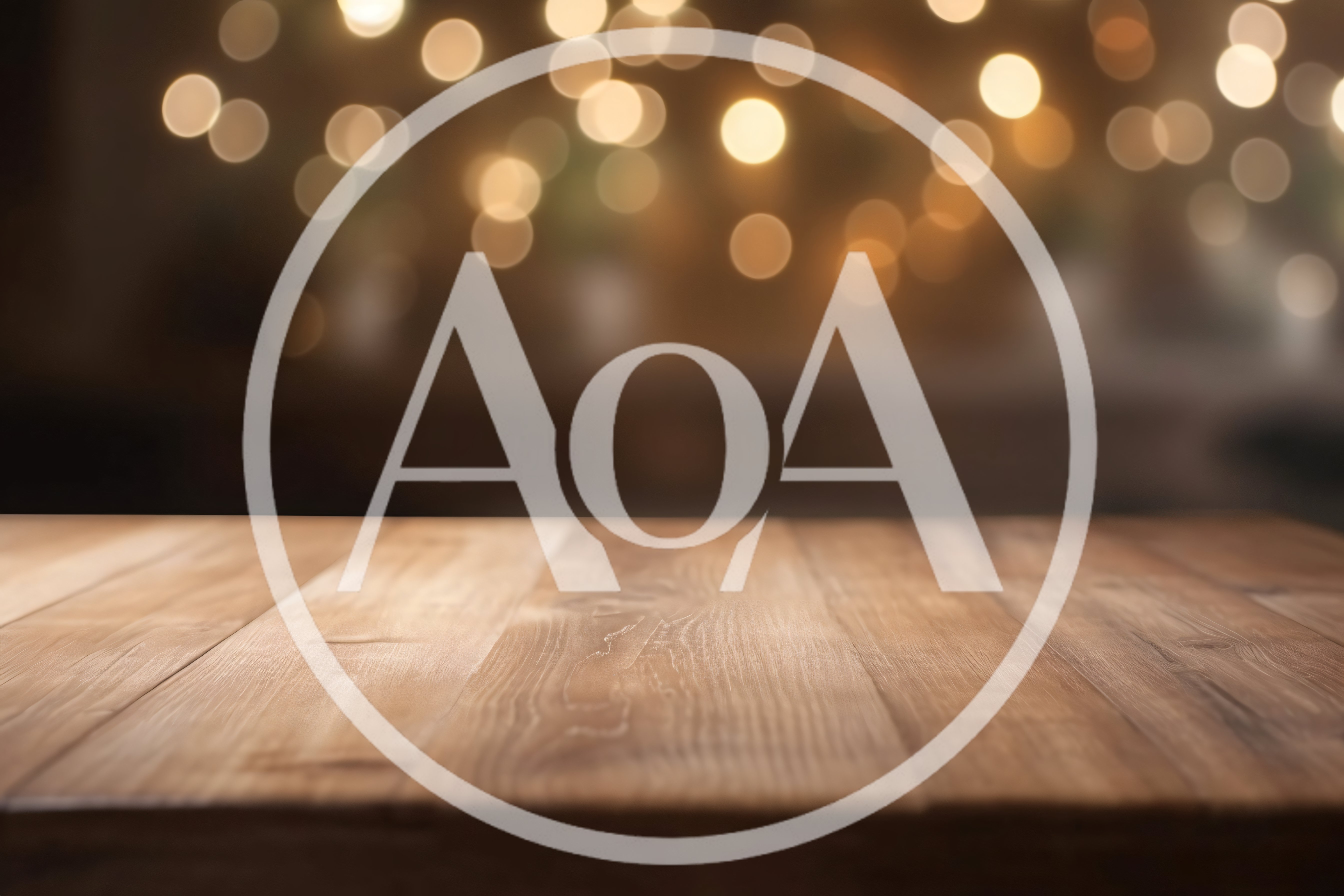 Empty Wooden Table With Blurred Bokeh Lights Background