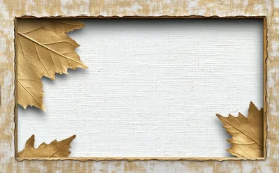 Golden Maple Leaves On Textured White Canvas Frame