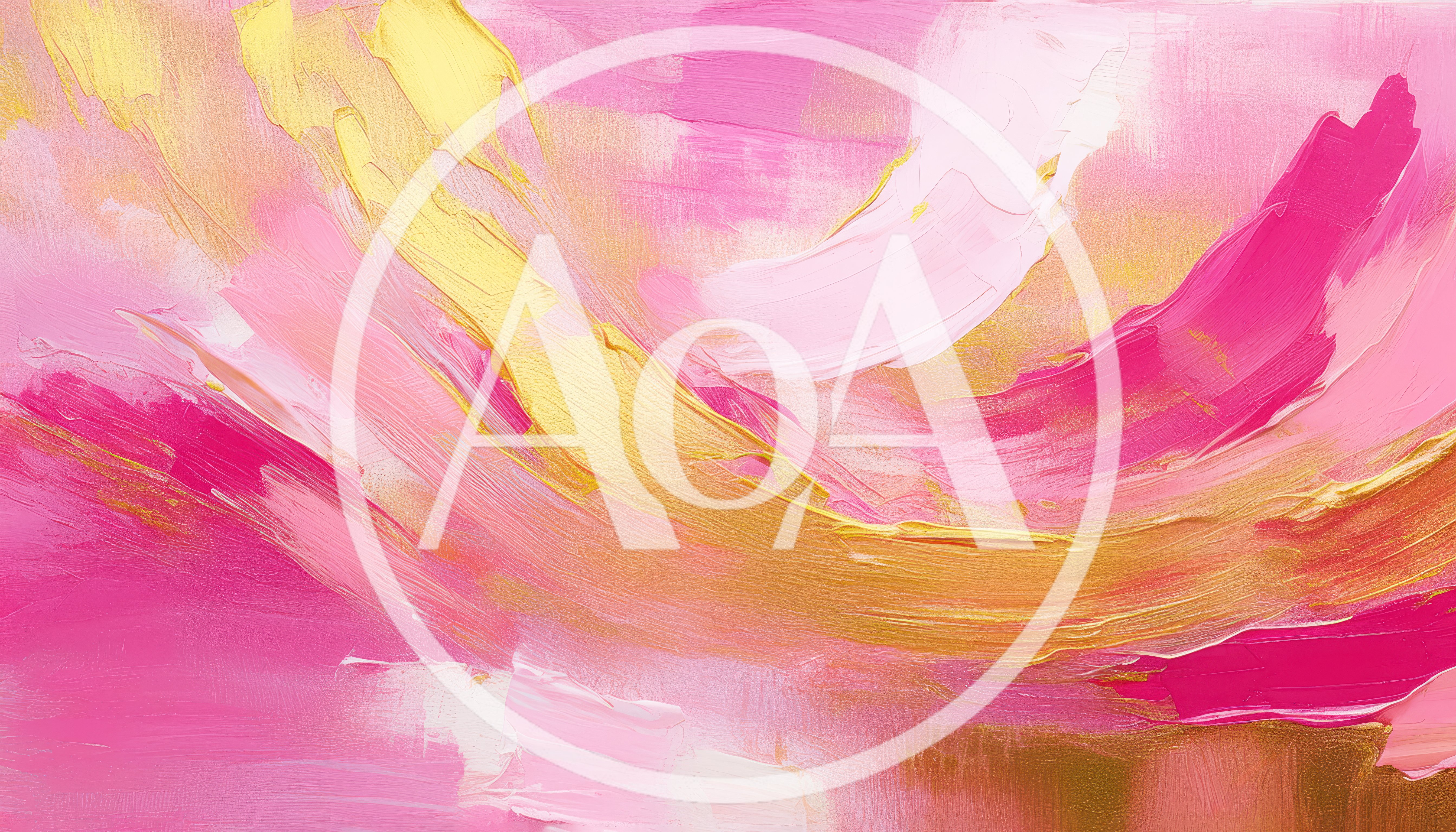 Abstract Oil Painting With Pink And Gold Swirls